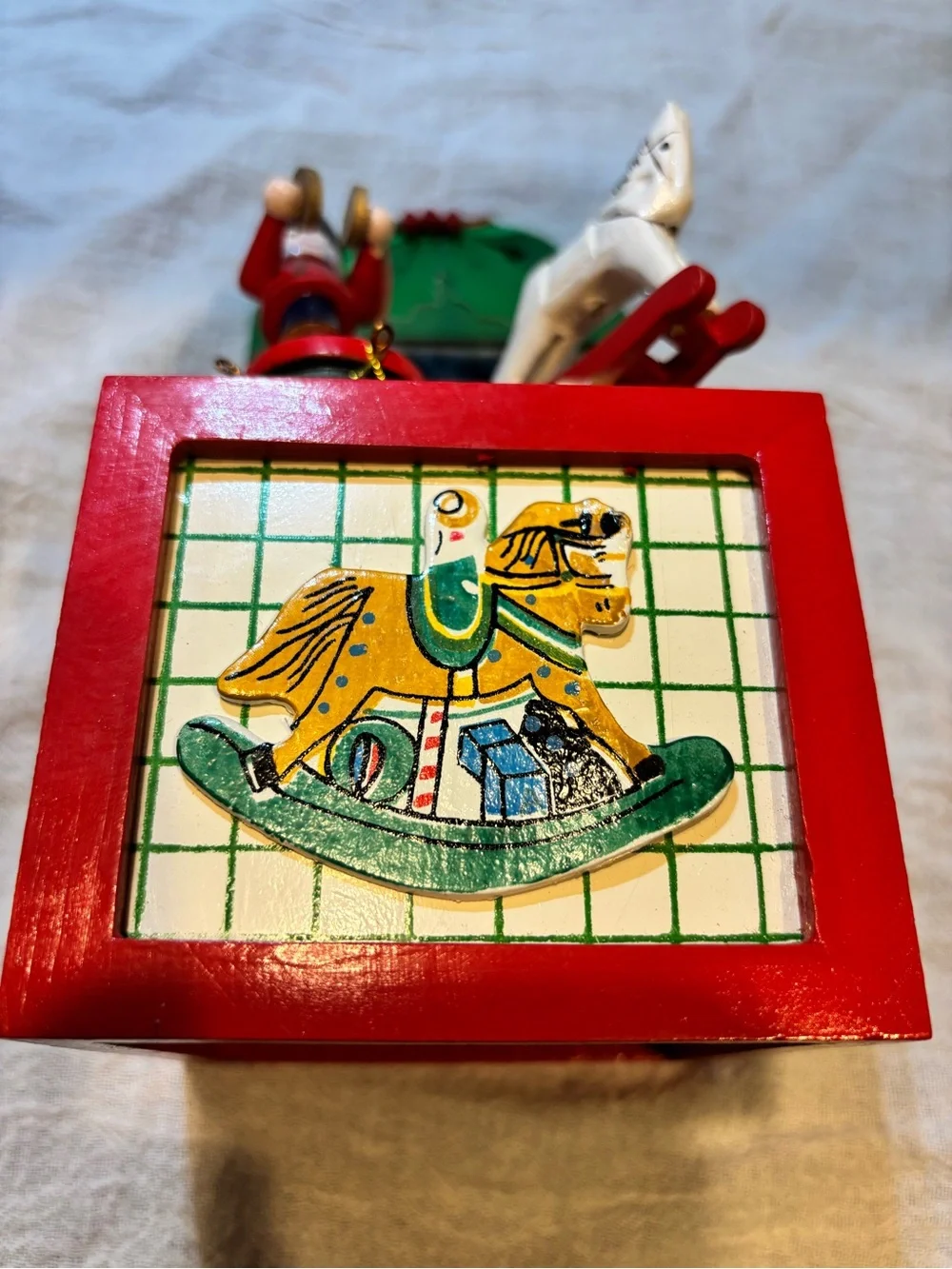 Whimsy Wooden Musical Holiday Toy Scene - Red & Green
